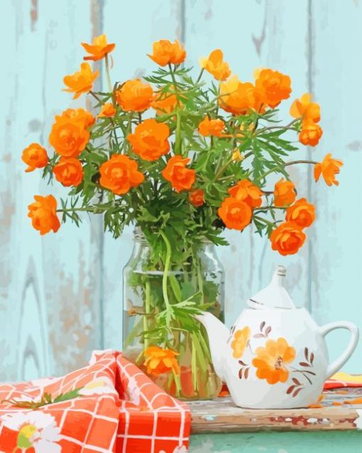 Orange Flowers Photography paint by numbers
