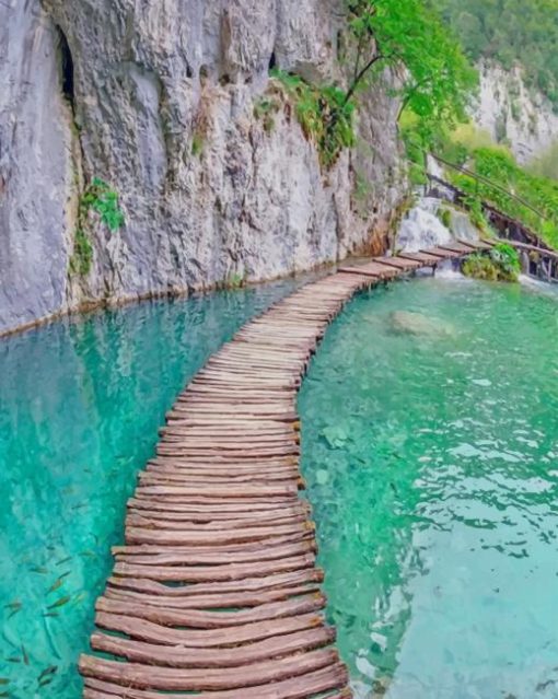 Plitvice Lakes National Park paint by numbers
