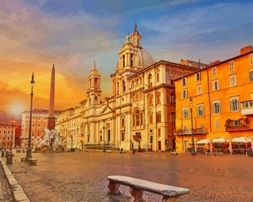 Rome Piazza Navona paint by number
