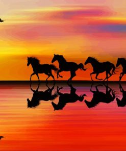 Running Horses Silhouette paint by numbers