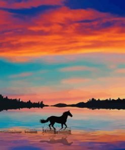 Running Horse Silhouette paint by numbers