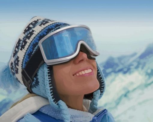 Skiing Woman With Glasses paint by number