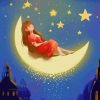 Sleeping Girl On Moon paint by numbers