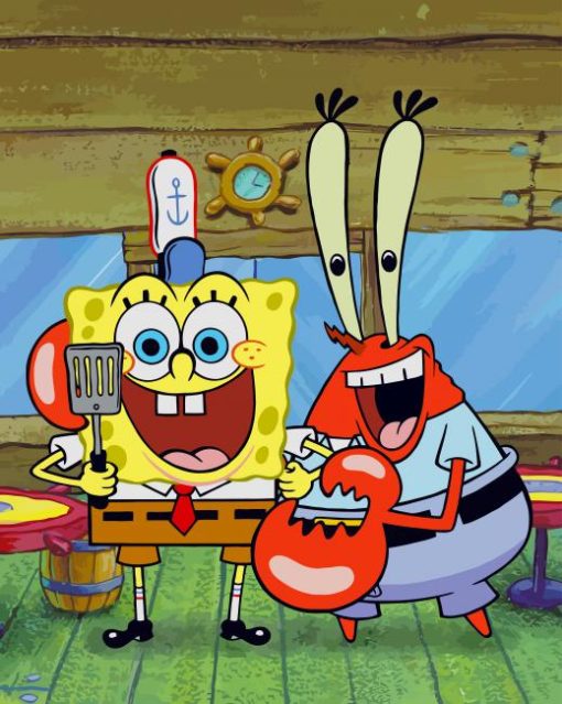 Spongebob and Lobster paint by number