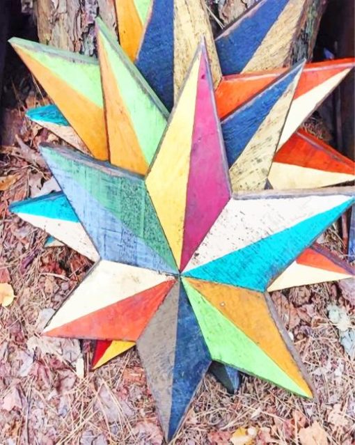 colerful pic wood star painting by numbers