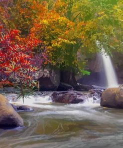 Thailand Waterfalls Autumn paint by number