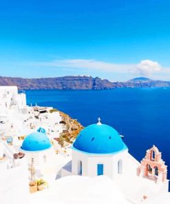 The Famous Blue Domes Of Santorini painting by numbers