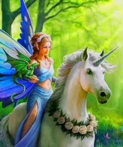 Unicorn And Fairy Fantasy paint by number