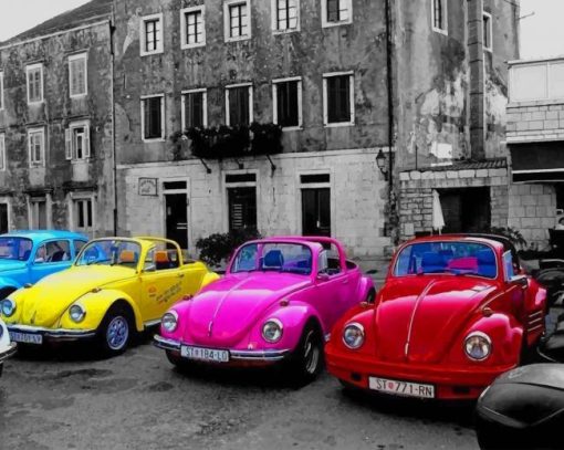 Vintage Colored Cars paint by number