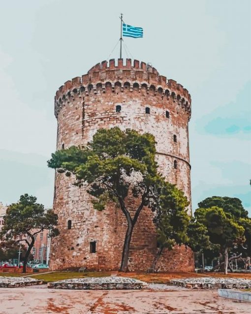 White Tower Of Thessaloniki Greece paint by numbers