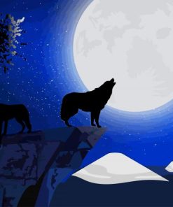 Wolves Howling Silhouette paint by number