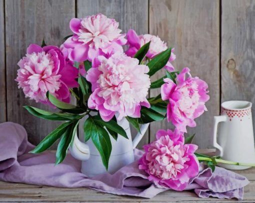 Aesthetic Peonies On Table paint by number