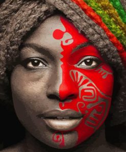 African Woman Colored Face paint by number