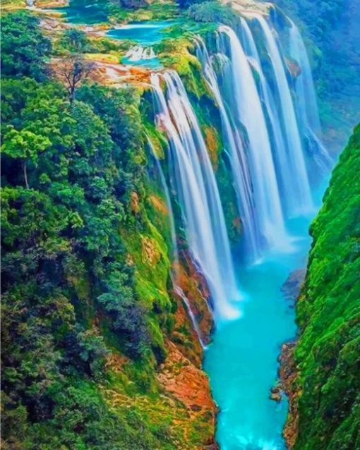 Amazing Waterfal in Mexico paint by numbers