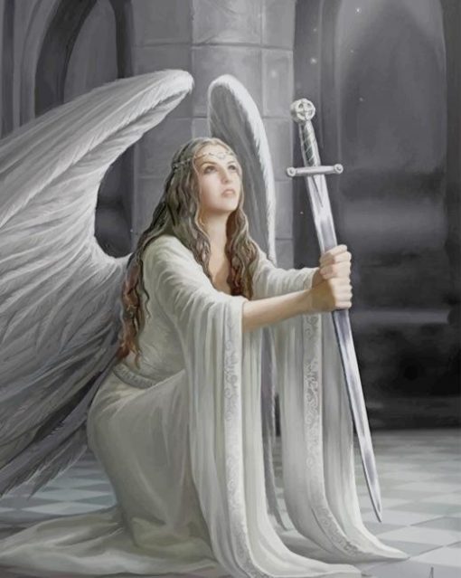 Angel Holding A Sword paint by number