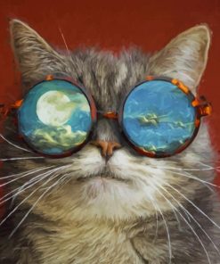 Artistic Cat With Glasses paint by number