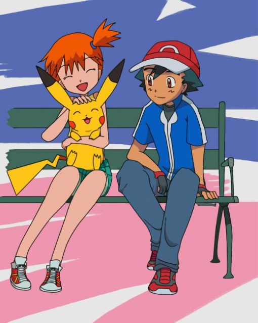 ash misty and pikachu paint by number