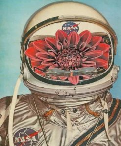 astronaut and flowers paint by number