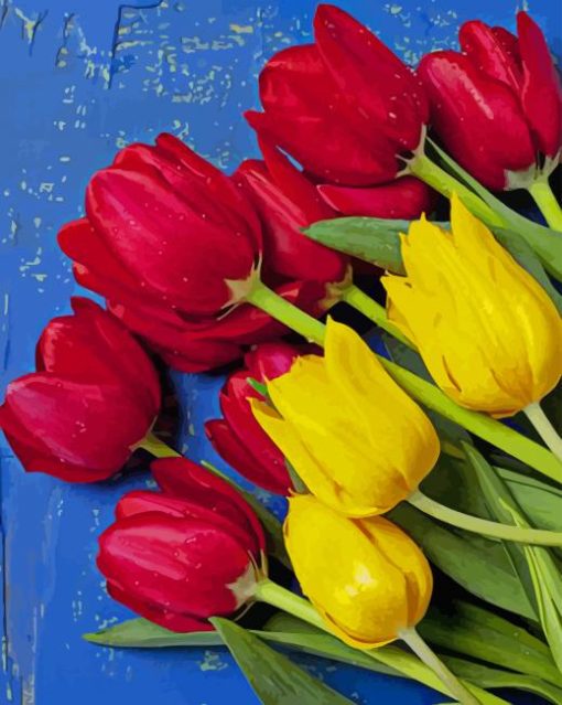 Yellow and Red Tulips paint by numbers