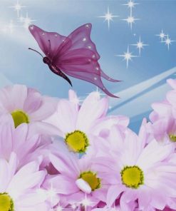 Beautiful Flowers With Butterfly paint by number