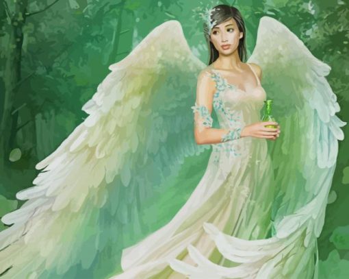 Beautiful Green Angel paint by numbers