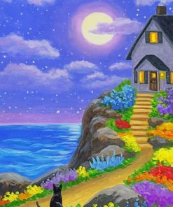 Beautiful House With Flowers paint by numbers