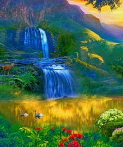 Water Fall's Landscape paint by numbers
