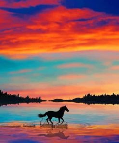 Beautiful Sky And Horse paint By numbers