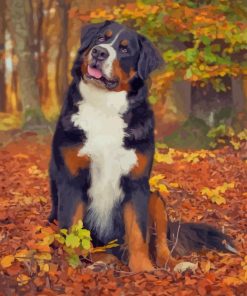 Bernese Mountain Dog fall paint by numbers