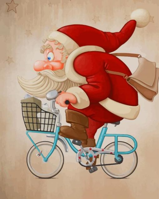 Bike Riding Santa Claus paint by numbers