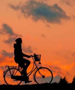 biking silhouette paint by number