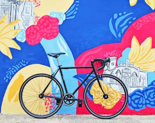 black cycle street art painting by numbers