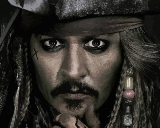 Black And White Jack Sparrow paint by number