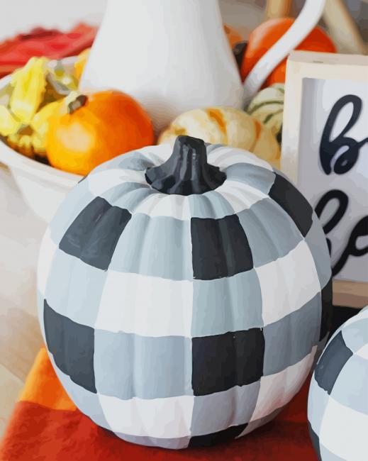 Black And White Pumpkin paint by numbers