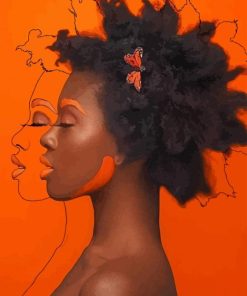 Black Girls With Butterflies In Hair paint by numbers