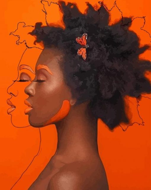 Black Girls With Butterflies In Hair paint by numbers