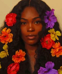Black Girls With Flowers In Hair paint by numbers