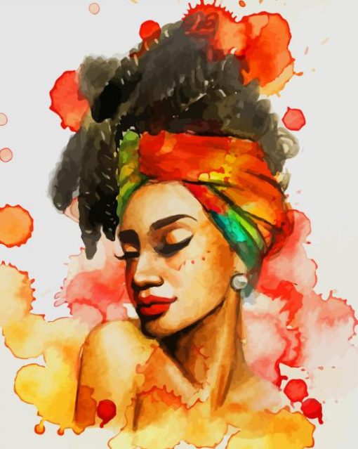 Black Woman Watercolor paint by numbers