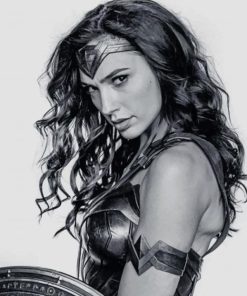Black and White Wonder Woman paint by numbers