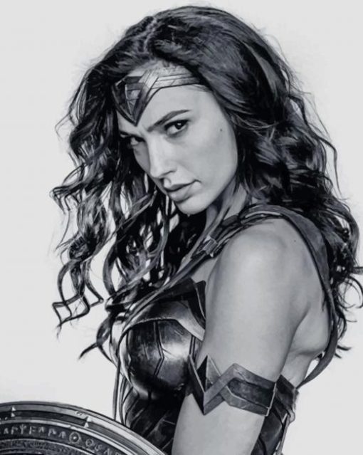 Black and White Wonder Woman paint by numbers