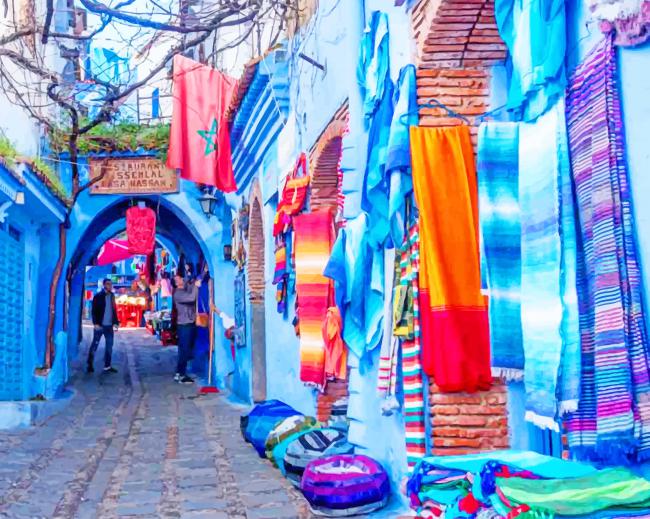 the bleu city chefchaouen morroco painting by numbers