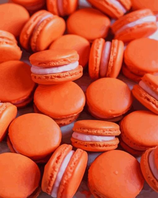 Blood Orange Macarons paint by numbers