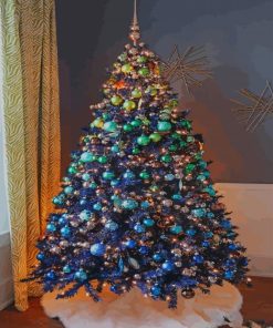 Blue Christmas Tree Decorations paint by numbers