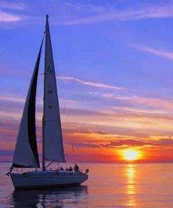 Boat In Romantic Sunset paint by numbers