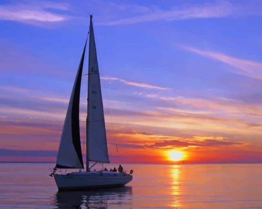 Boat In Romantic Sunset paint by numbers