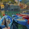 Boats In Italian Beach paint by numbers