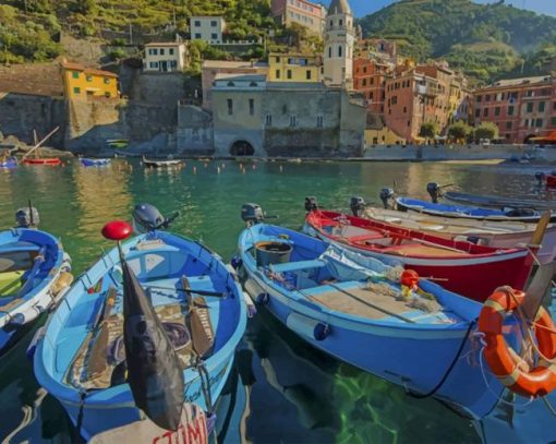Boats In Italian Beach paint by numbers
