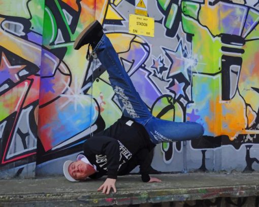Break Dancer And Graffiti Wall paint by numbers