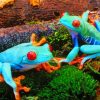 Light Blue Colored Frogs paint by numbers