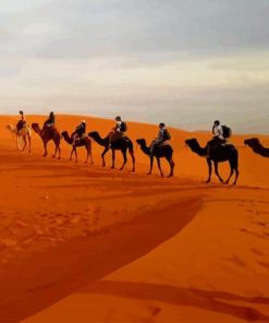 Camels In Caravan Desert paint by number